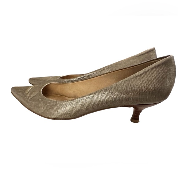 Gold Stuart Weitzman Kitten Heels - Picture 4 of 5